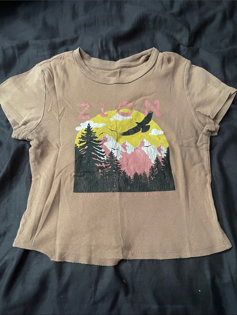 Juniors Brown Graphic Nature T-Shirt